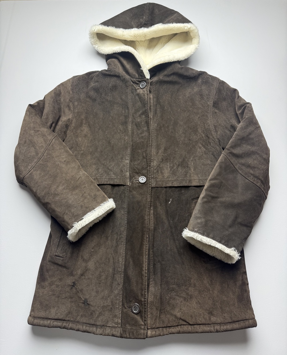 J.G. Hook Coat Womens Medium Brown Hooded Faux Fur Lined Parka Zip Button
